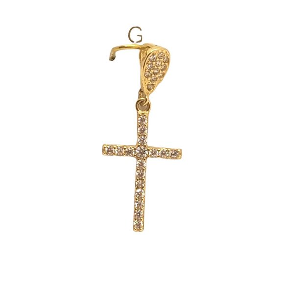 14k REAL GOLD Fancy Cross CZ Pendant - Picture 3 of 9